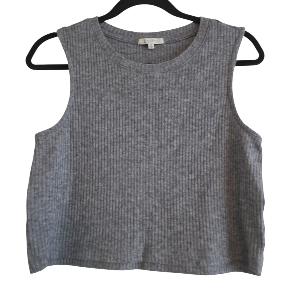 Z Supply Gray Ribbed Crop Tank Top Size Small